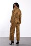 Brown Belted Shawl Patterned Jacket and Trousers Set - 6