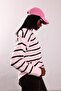Pink Crew Neck Striped Sweater 5536 - 5