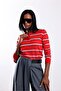 Red Striped Polo Collar Sweater 140714 - 4