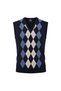 Men's Sweater V-Neck Diamond Patterned Classic Cut Knitted Sweater - 3