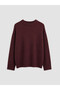 Alita City Farkıyla Xside Burgundy Knitwear Plain Oval Neck Women's Sweater