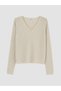 Alita City with a Difference, Lcw Studio White Knitwear Plain V-Neck Women's Sweater