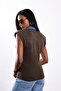 Brown Denim Collared Sleeveless Knitwear 261138 - 5