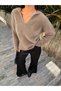 V-Neck Bearded Oversized Sweater