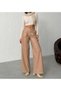 Leather Inside Velvet Palazzo Trousers with Pockets - 3