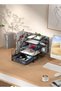 HOOPZOZA 5-Tier Metal Paper Letter Tray Organizer Office Mesh Desk Organizer with File Folder - 4