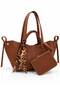 Women's Special Design Hand and Shoulder Bag with Scarf and Wallet Detail