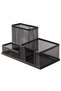 Mesh Desk Organizer Storage Baskets with Pencil Holder, 3 Compartments, Black