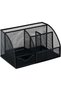 Metal Mesh Desk Organizer, Size(12.75x22x14cm) with 5 Partition 1 Drawer, Color Black