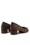 Bella Women's Brown Suede Bow Detailed Round Toe 5.5 cm Short Thick Heeled Shoes - 4