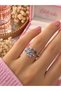 Purple Blue Stone Star Detailed Silver Color Women's Ring – Sparkling Special Design - 2