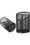 Pen Holder Mesh Round Pencil Holder Desktop Organizer 3 Compartments, Black - 3