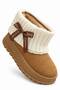 Mother-Daughter Combination Knitted Detailed Plush Textured Boots - 6