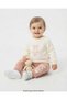 Girl's Love Printed 1-2-3-4 Years Old Winter 3 Threaded Rastered 2-Piece Top and Bottom Tracksuit Set