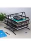 JAJEEK 3-Tier Metal Mesh File Organizer – Desk Tray for A4 Papers, Letters & Folders, Desktop