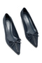 Mi̇ra Women's Navy Blue Suede Look Bow and Knitted Detail Pointed Toe 5.5 cm Heeled Shoes - 5