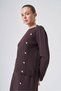 704 Tunic and Skirt Set with Button Detail, Mercerized Skirt, Brown - 3