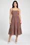 Women Plain Midi Dress, Brown