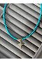 Women's Turquoise Beaded Zircon Stone Pole Star Charm Necklace - 2