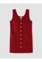 Burgundy Crew Neck Girls' Dress