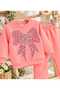 Baby Girl Cotton Bow Printed 2 Threaded Top and Bottom Two-Piece Set - 5