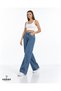 İ35 Palazzo Jeans Medium Blue Lycra Super High Waist Wide Leg Loose Jeans Palazzo Trousers - 6