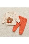 Plush Teddy Bear Appliqué Polka Dot Tracksuit Set Casual Set - 3
