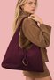 Women's Suede Ring Detailed Zippered Shoulder Bag – Large Casual Model - 3