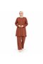 Women's Tile Stone and Lace Detailed Tunic and Trousers Double Set - 4