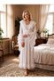 New Season Ecru Luxury Boxed Lace Embroidered Nursing Feature 100% Cotton Special Design Long Sleeve Maternity Nightgown Set - 4