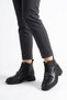 Tordes Medium Rubber Buckle Side Zipper Genuine Leather Women's Boots Black Skin