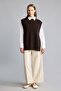 Regular Fit Crew Neck Knitwear Vest with Side Slits H5863Ax26Wn - 2