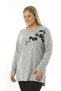 Oversize Ball-Cut Flower-Detail Soft Fabric Blouse - 2