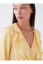 Two Mt Shop Quality Lcw Studio Yellow Plain V-Neck Long Sleeve Women's Blouse - 3