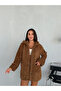 Women's long sleeve collared wellsoft coat with front button closure - 2