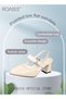 Fashion Women's Beige Pointed High Heels Ladies Office Sandals Shoes Summer Pointy 5.5cm Chunky Shoe - 4