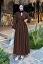 Ribbed Voile Hijab Dress Bitter Brown