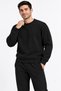 Men's Black 3 Thread Crew Neck Fleece Tracksuit Set - 5