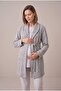 Women's Gray Double-Breasted Collar Winter Long-Sleeved Pajama Set for Maternity and Breastfeeding, Making Nursing Easier - 6