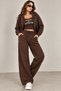 Hooded Zippered Short Sweatshirt Brown - 2