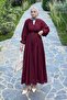 Ribbed Voile Hijab Dress Plum