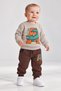 Baby Boy Crocodile Print 2-Piece Tracksuit Set – Ribbed Crew Neck Sweatshirt and Ribbed Jogger Bottoms