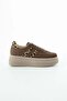 Women's Brown Double Striped Medium High Sole Comfortable Walking Shoes - 3