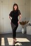 Elegant Tulle Black Dress with Cape Detail and Stones - 3