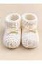 3 Months Old Baby Booties Hand Knitted with Bow White Cream Newborn Baby Booties Gift