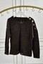 V-Neck Velvet Sweatshirt with Shoulder and Cuff Button Detail - 4