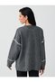 Anthracite Stitching Detailed Round Neck Relaxed Fit Knitwear Sweater - 7
