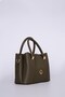 Textured shoulder and handbag khaki - 2