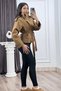 Women's Winter Milk Coffee Color Stand Collar Raglan Sleeve Short Trench Coat 8646 - 3