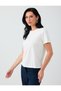Off-White Round Neck Short Sleeve Modal T-Shirt - 4